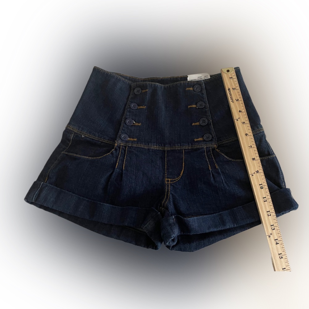 NWT  Be hold Women’s High waisted denim short  Color:dark blue Size:7 - Picture 3 of 5